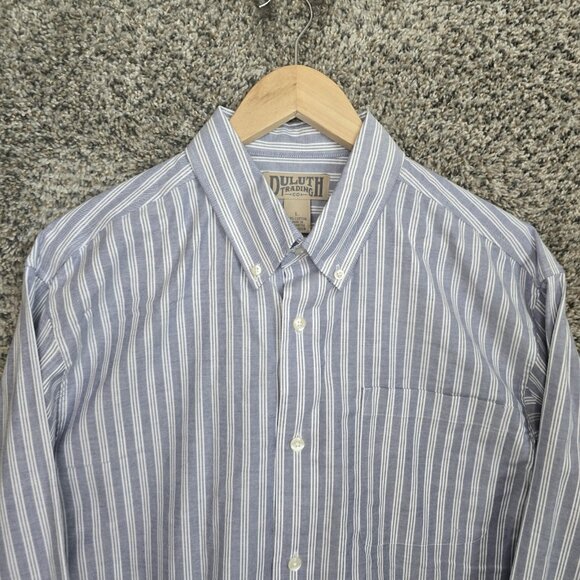 Duluth Trading Co Shirt Mens Large Blue Striped Button Down Cotton Casual - Picture 4 of 7